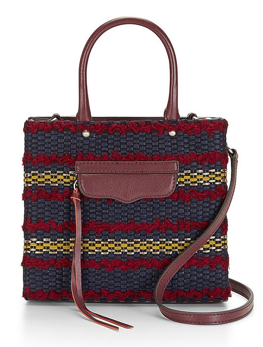 Rebecca Minkoff MAB Woven Tweed Port Leather Convertible Mini Tote NWT