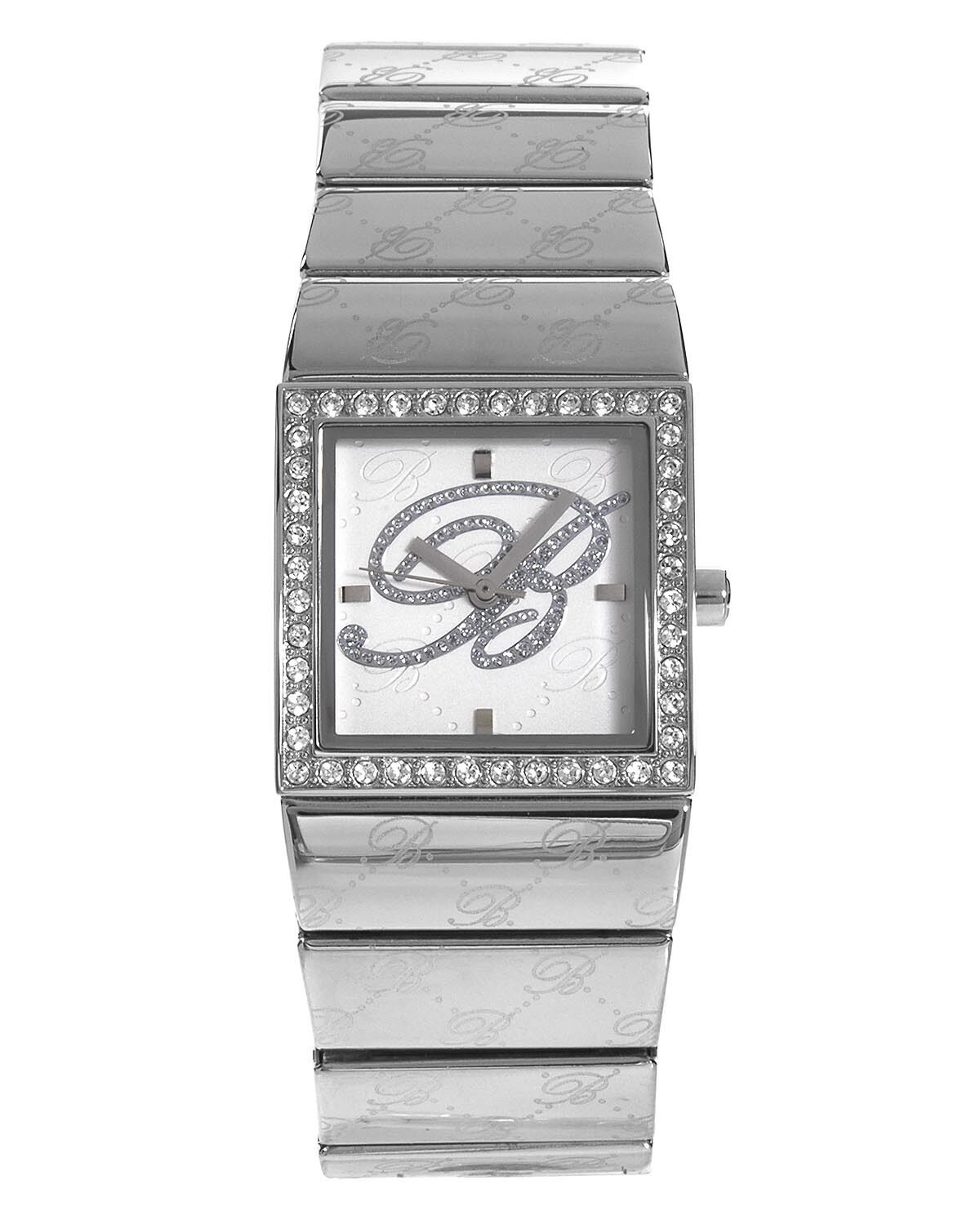 Blumarine Signature Monogram Crystal Stainless Steel Bracelet Watch NIB