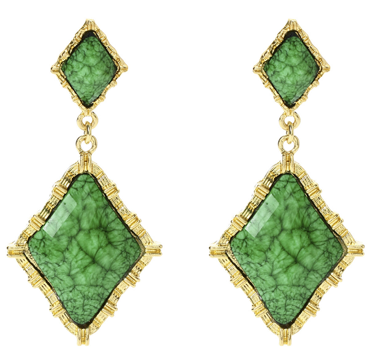 Amrita Singh Wainscot Green Faceted Resin Reign Celebrity Earrings ERC 5001 NWT