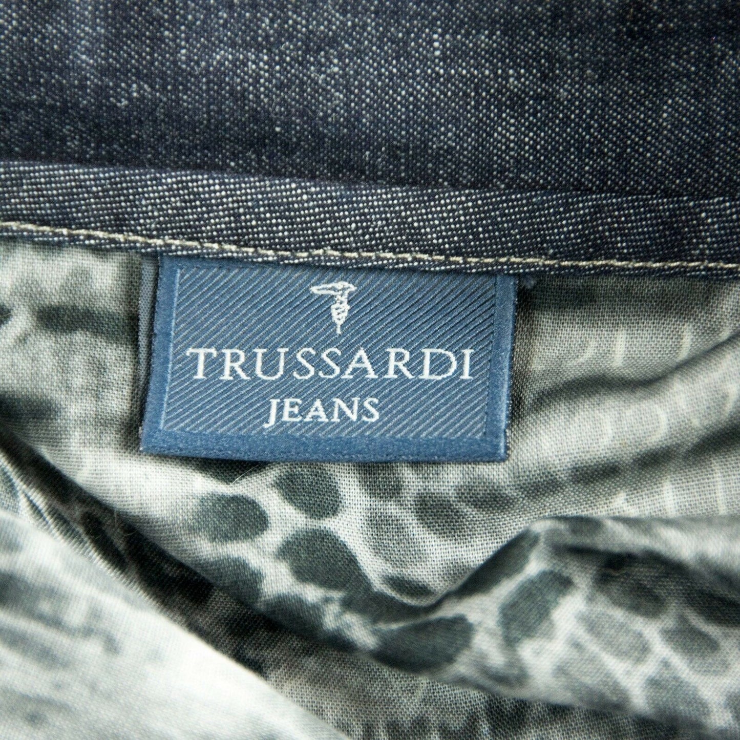 Trussardi Couture Logo Croc Print Black White Dark Blue Denim Jean Vest XL