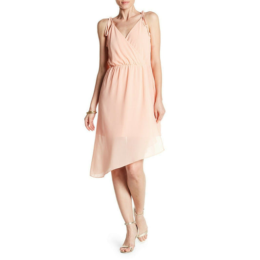 Haute Hippie Magnolia Pink Chiffon Slip Asymmetric Hem Slip Dress $395 LG NWT