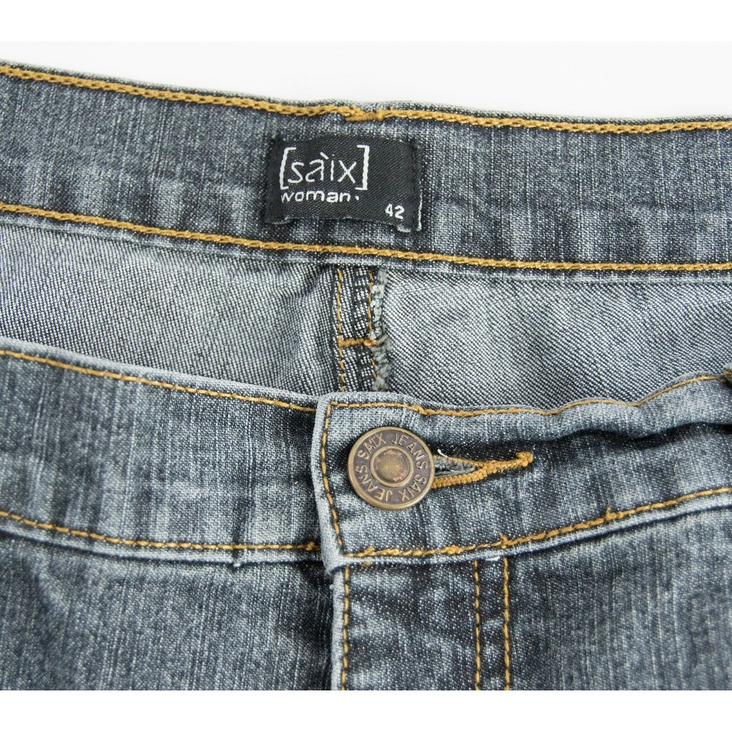 Saix Boot Cut Grey Blue Distressed Soft Stretch Denim Jeans Size 42