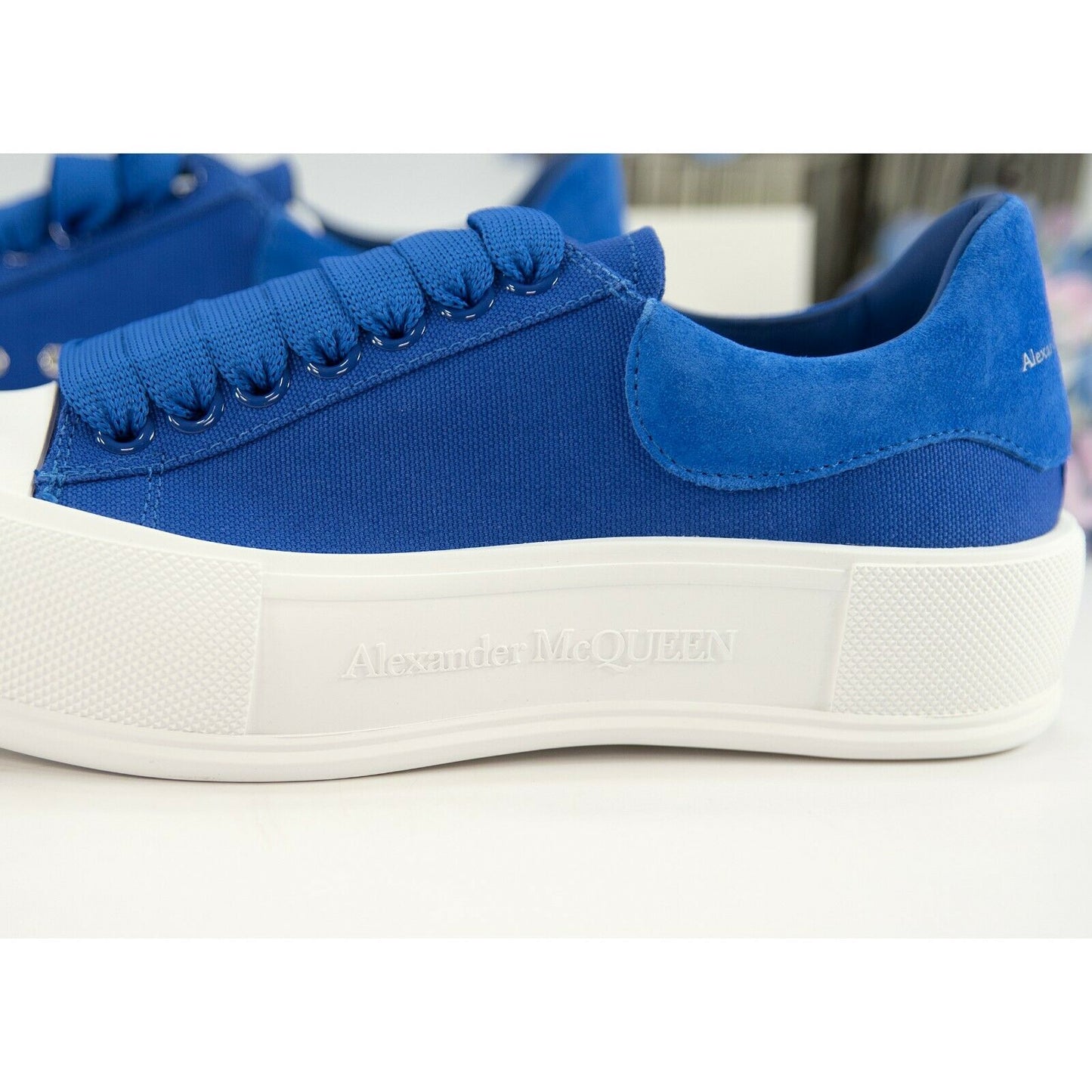Alexander McQueen Deck Oversized Ultramarine Suede Canvas Sneakers 39.5 NIB