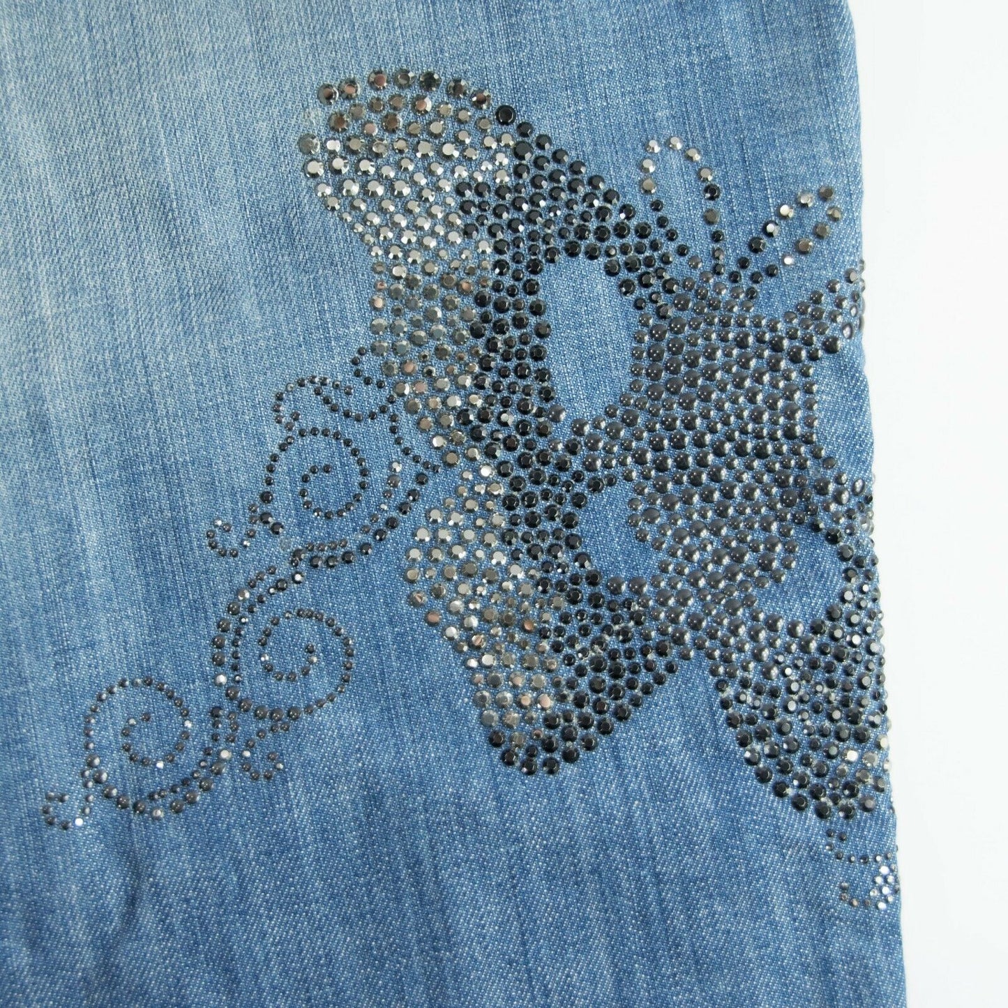 Antik Batik Crystal Rhinestone Butterfly Embellished Flare Denim Jeans 31