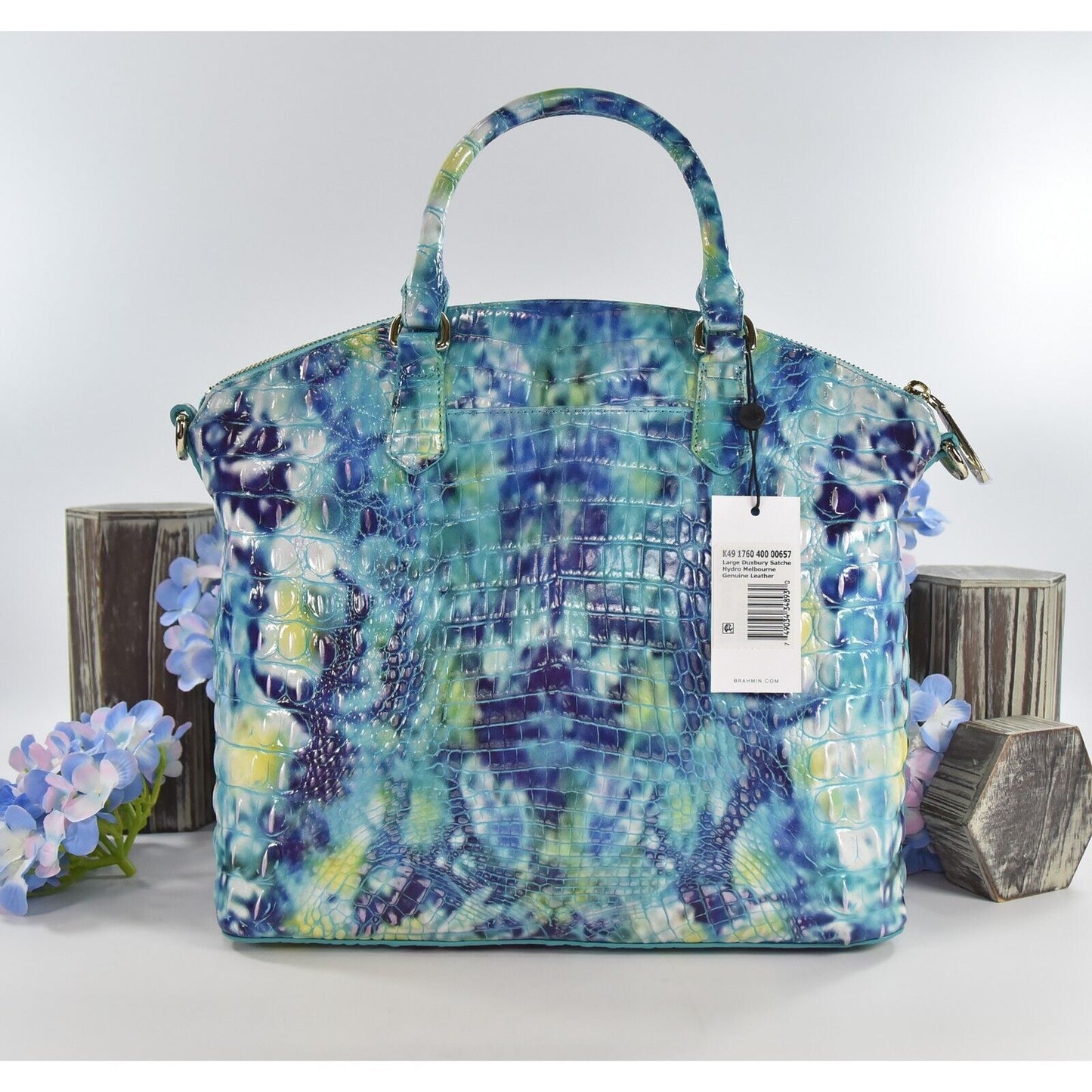 Brahmin Blue Hydro Ombre Melbourne Leather Large Duxbury Satchel Bag N –  Design Her Boutique
