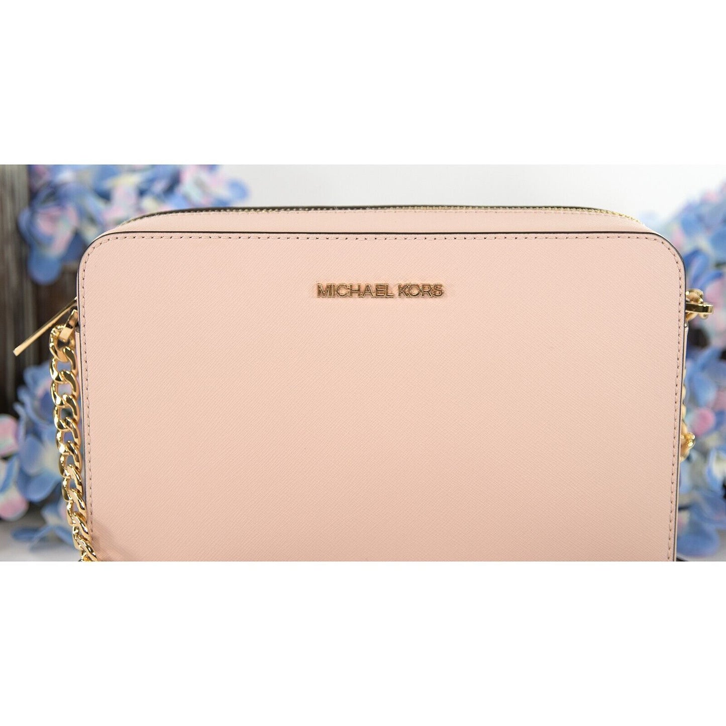 Michael Kors Jet Set Powder Blush Leather Large East West Crossbody Bag NWT