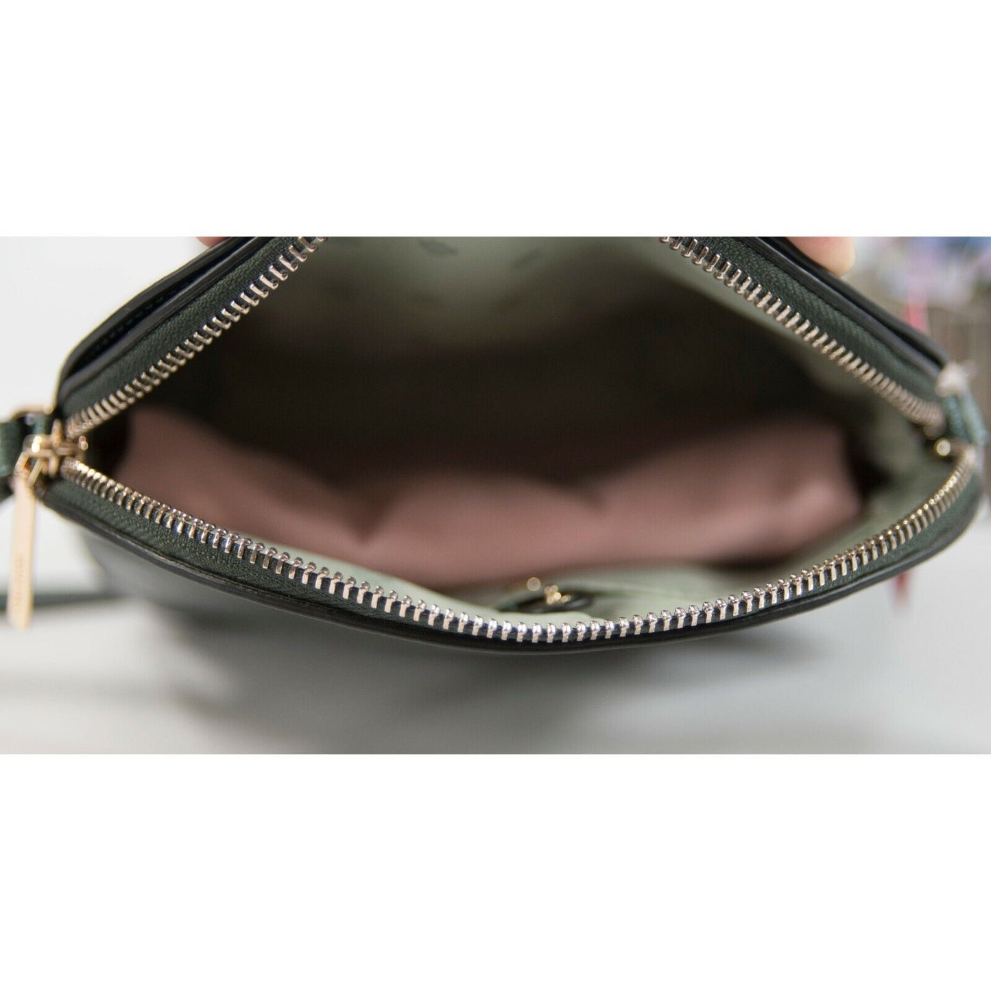 Kate Spade Sylvia Deep Evergreen Metallic Leather Medium Dome Crossbody Bag NWT