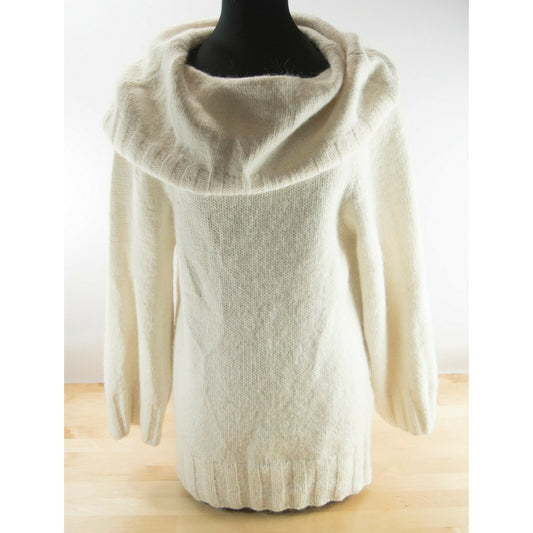 Phard Couture Cream Cowl Neck Alpaca Blend Tunic Sweater Size SM $395