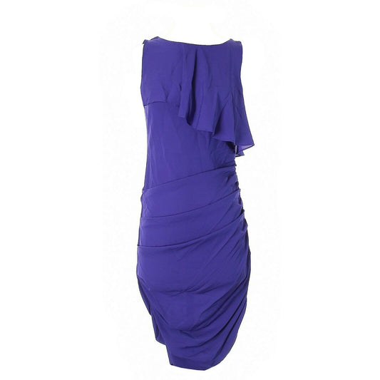 BCBGMaxAzria Dark Regal Blue Purple Gathered Silk Dress S NWT