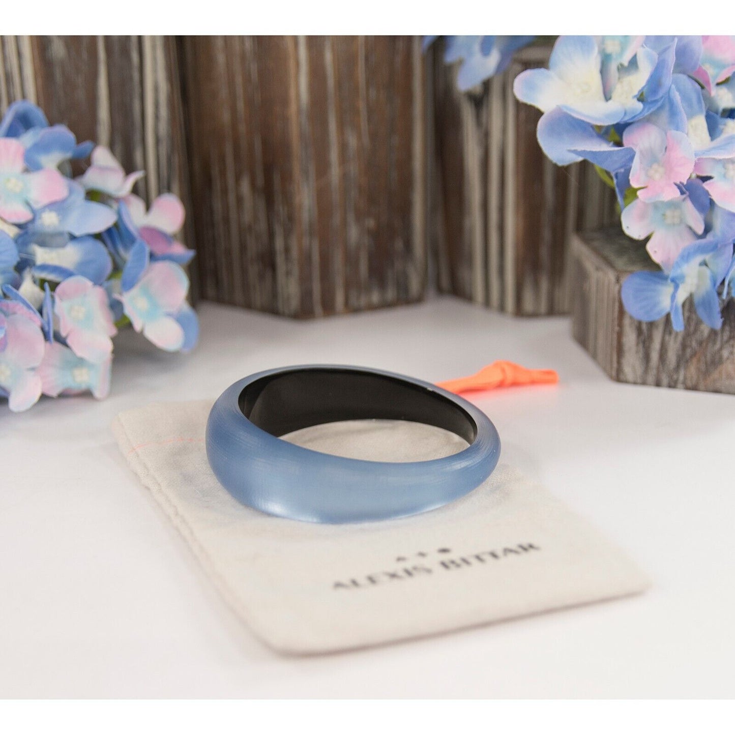 Alexis Bittar Horizon Blue Lucite Medium Tapered Bangle Bracelet NWT