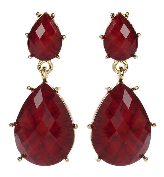 Amrita Singh Hampton Ruby Red Resin Faceted Tear Drop Earrings ERC 835 NWT
