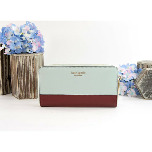 Kate Spade Cold Mist Leather Spencer Zip Around Lacey Wallet NWT