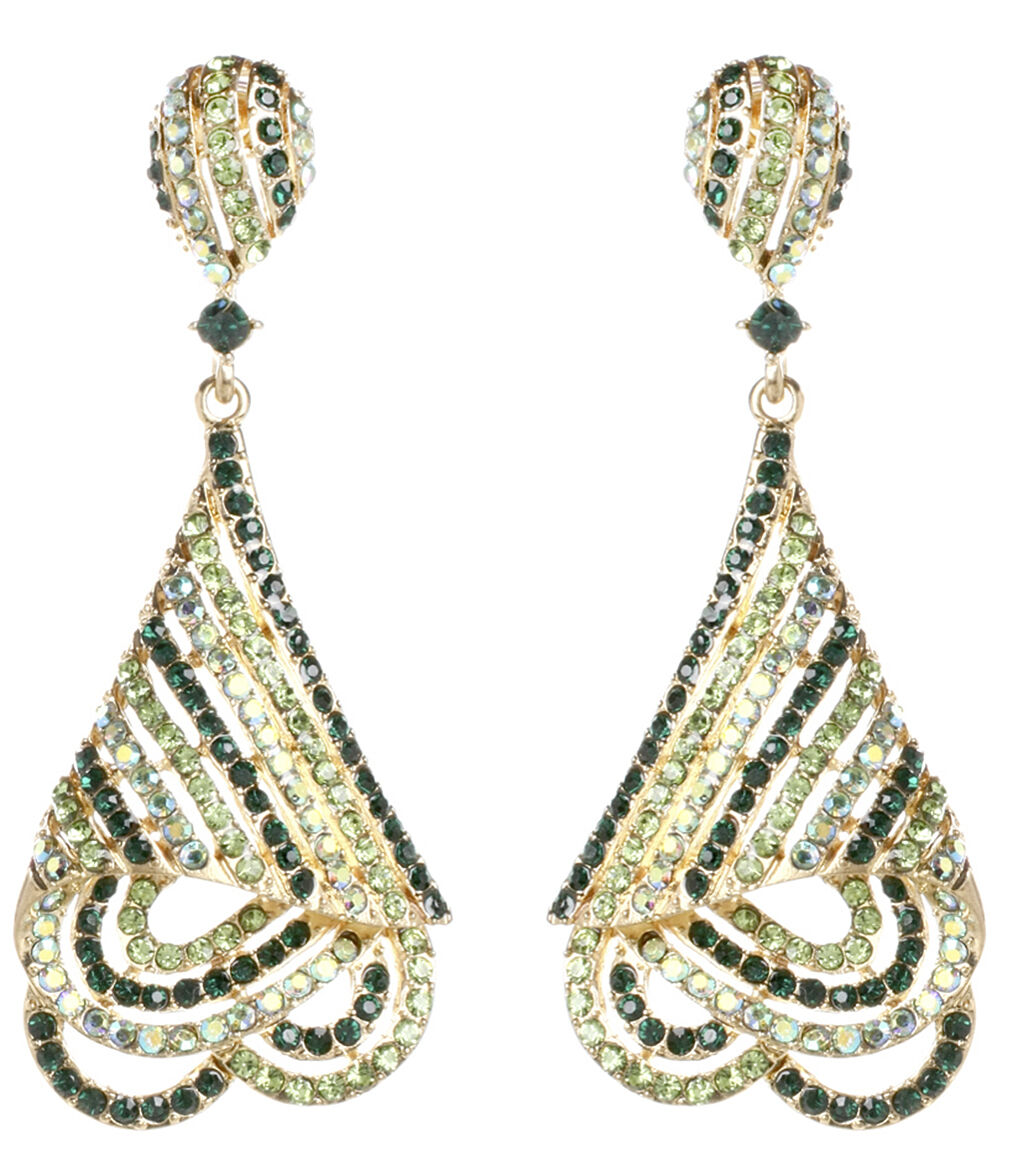 Amrita Singh Jean Georges Gold Emerald Crystal Large Earrings ERC 4074 NWT