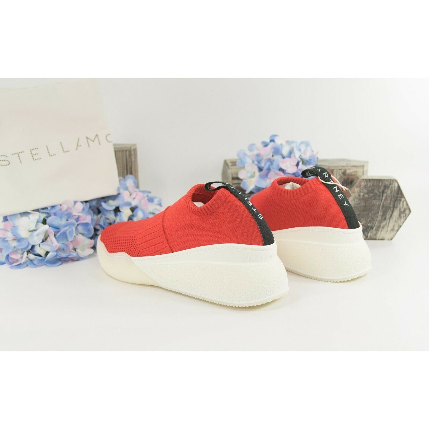 Stella McCarney Faro Fitfzrfoy Vermillion Red Sock Sneaker 37 NIB