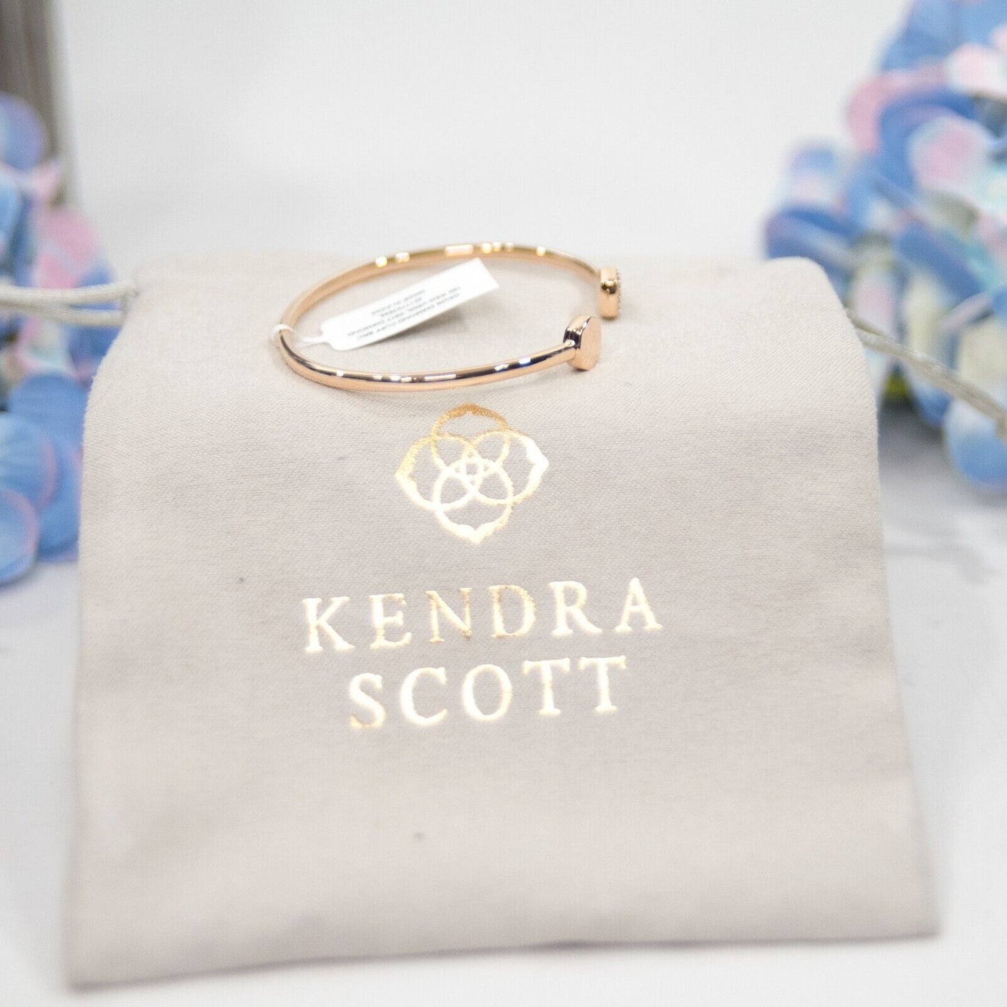 Kendra Scott Davis 18k Rose Gold Vermeil Diamond Open Cuff Bracelet NWT