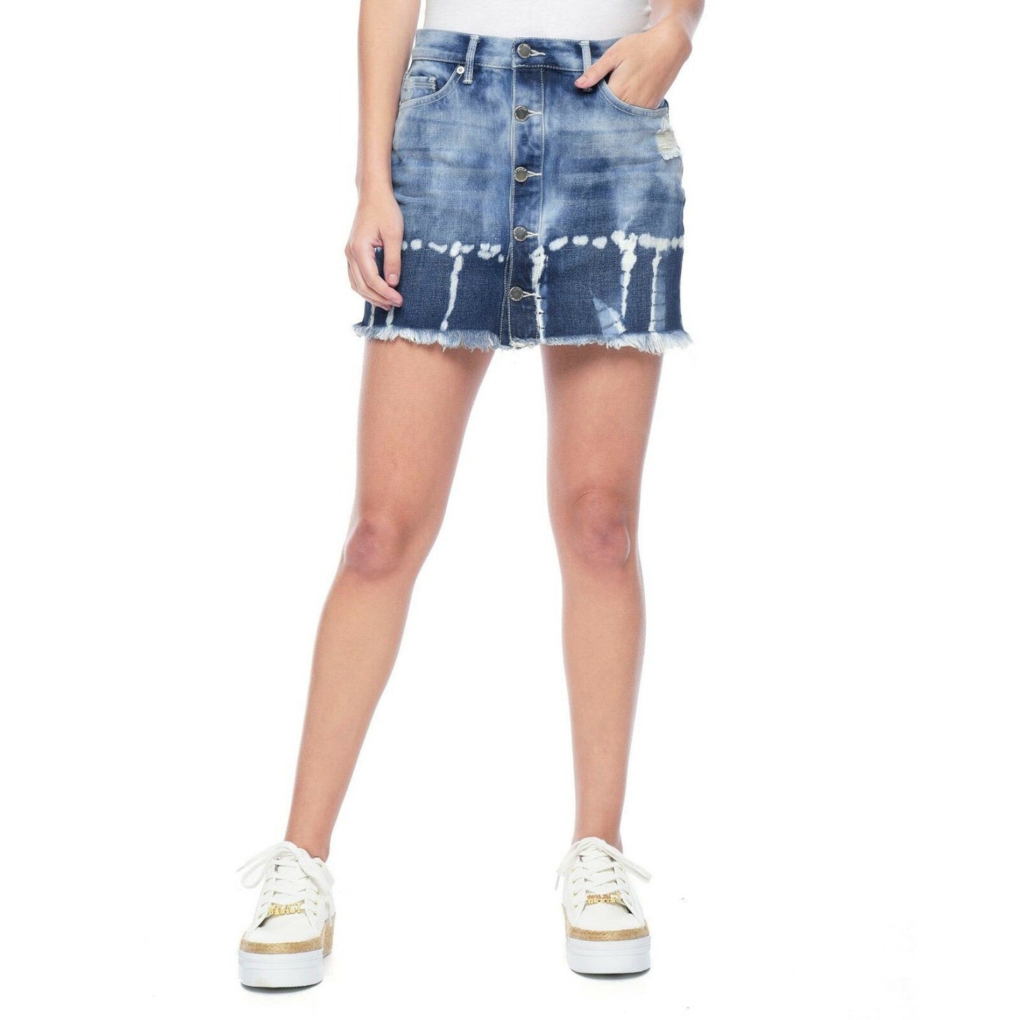 Juicy Couture Black Label Bleach Blonde Tye Dye Denim Jean Mini Skirt 27 NWT