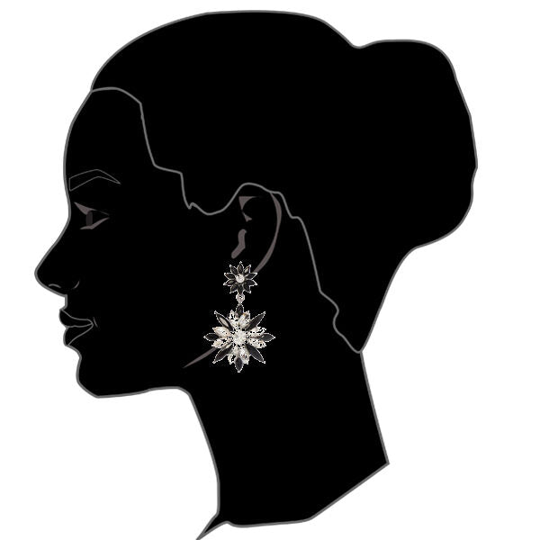 Amrita Singh Crystal Floral Black Resin Princess Statement Earrings ERC 5527 NWT