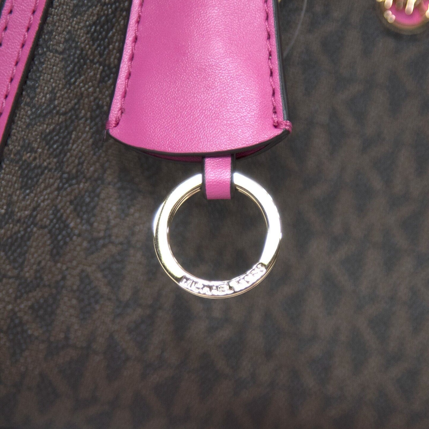 Michael Kors Brown Monogram Cerise Leather Chantal Mini Satchel Bag NWT