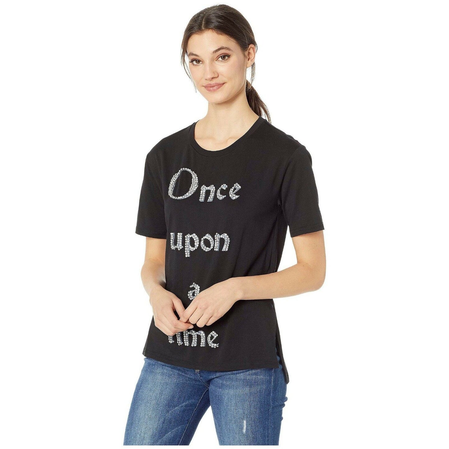 Juicy Couture Disney Crystal Once Upon A Time Beauty Beast Black T-Shirt L NWT