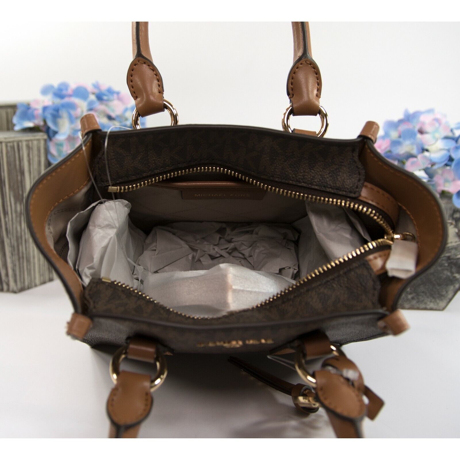 Michael Kors Small Leather Belted Satchel - Brown Satchels, Handbags -  MIC227767