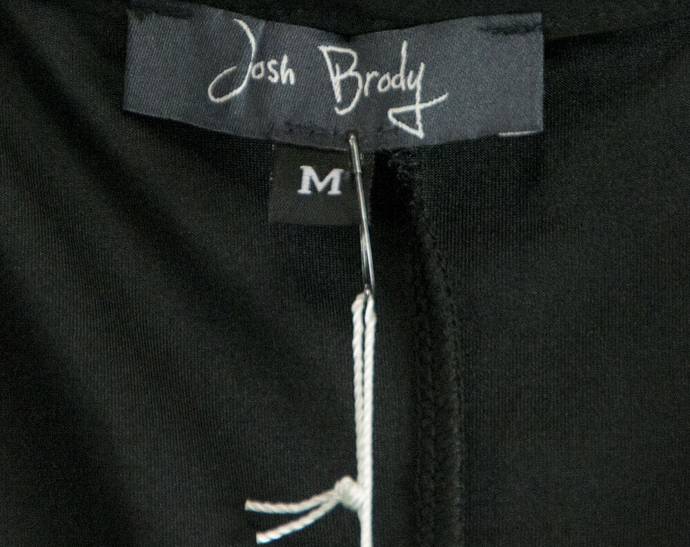 Josh Brody Black Silky Sexy Twist Bodycon Knit Stretch Dress $238 Size M NWT