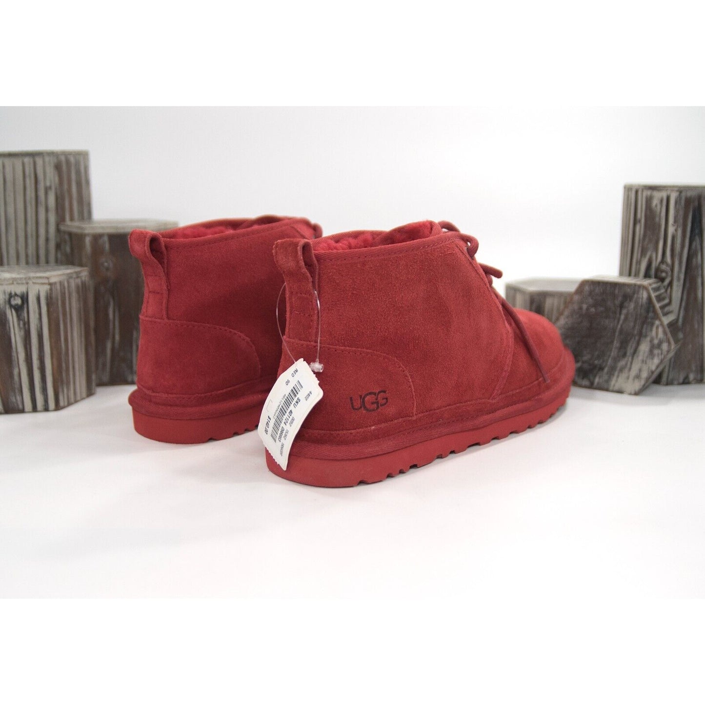 UGG Neumel Red Sheepskin Suede Boots Booties Mens 9 NIB