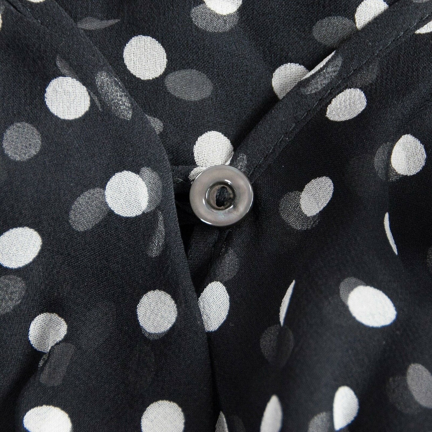 Carlo Colucci Silk Black Ruffle Tuxedo Polka Dot Blouse 38 Made in Italy RT $395