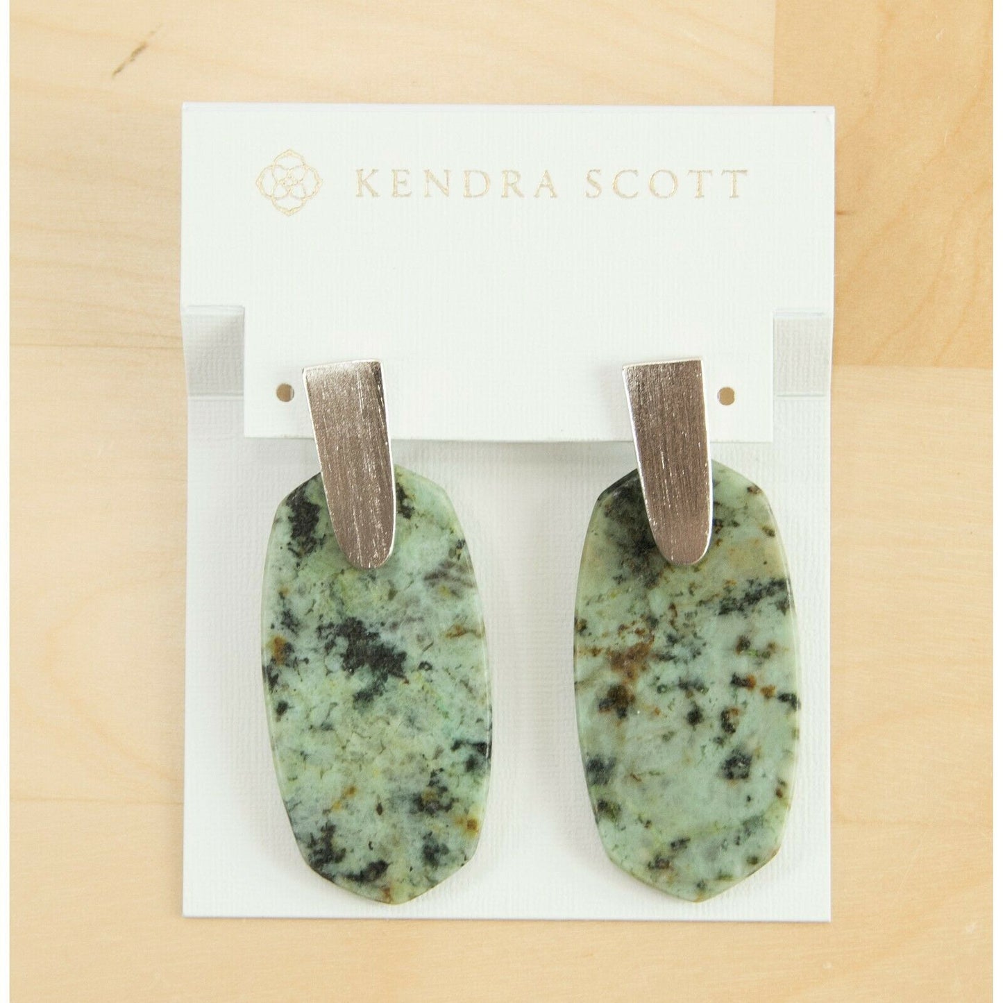 Kendra Scott Aragon Rhodium Plated African Turquoise Drop Dangle Earrings 2 NWT