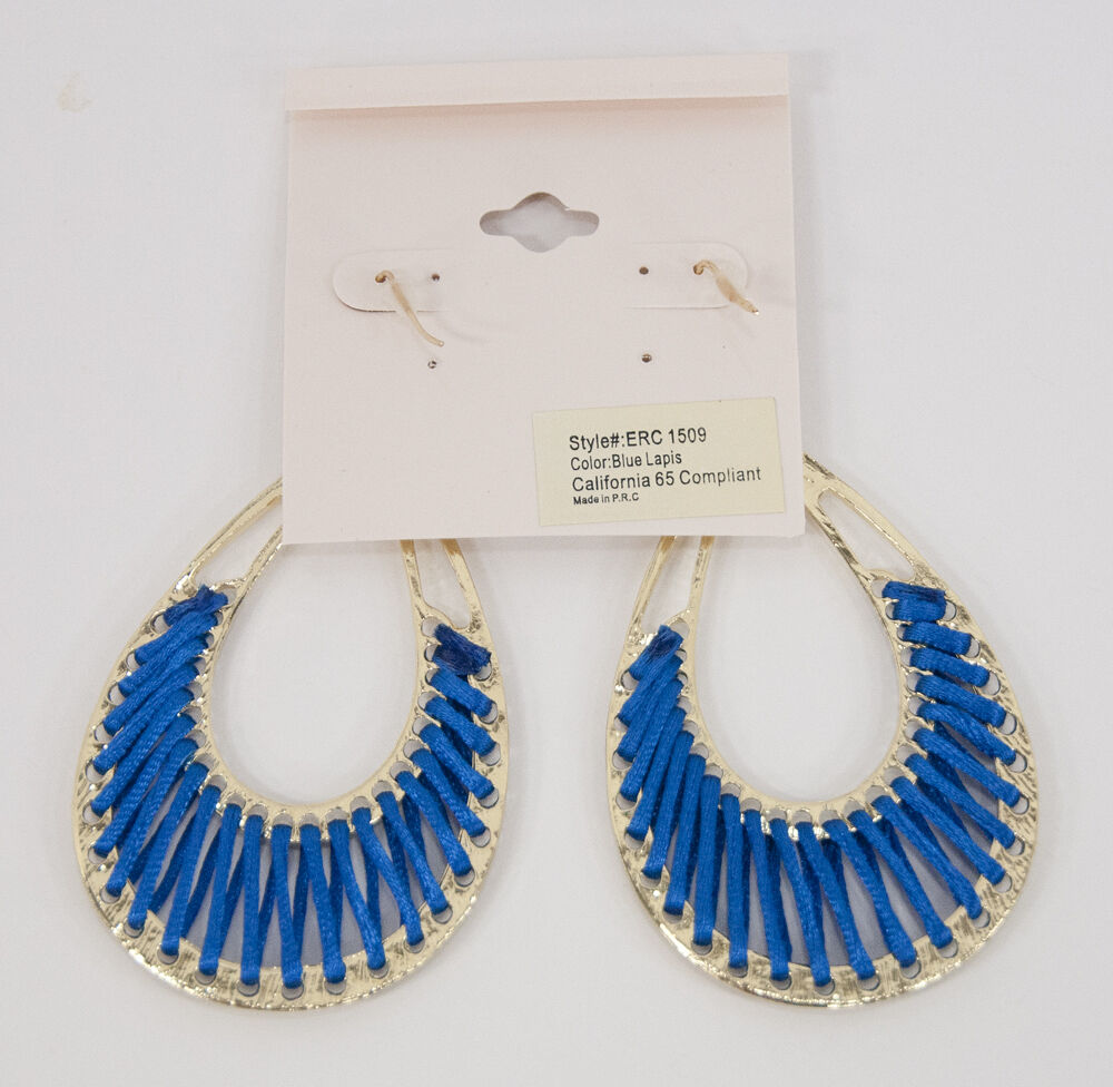 Amrita Singh Gold Lapis Silk Hoop Crosby Street Dangle Earrings ERC 1509 NWT