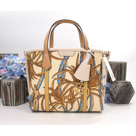 Tory Burch Perry French Cream Climbing Vine Triple Compartment SML Tote Bag NWT