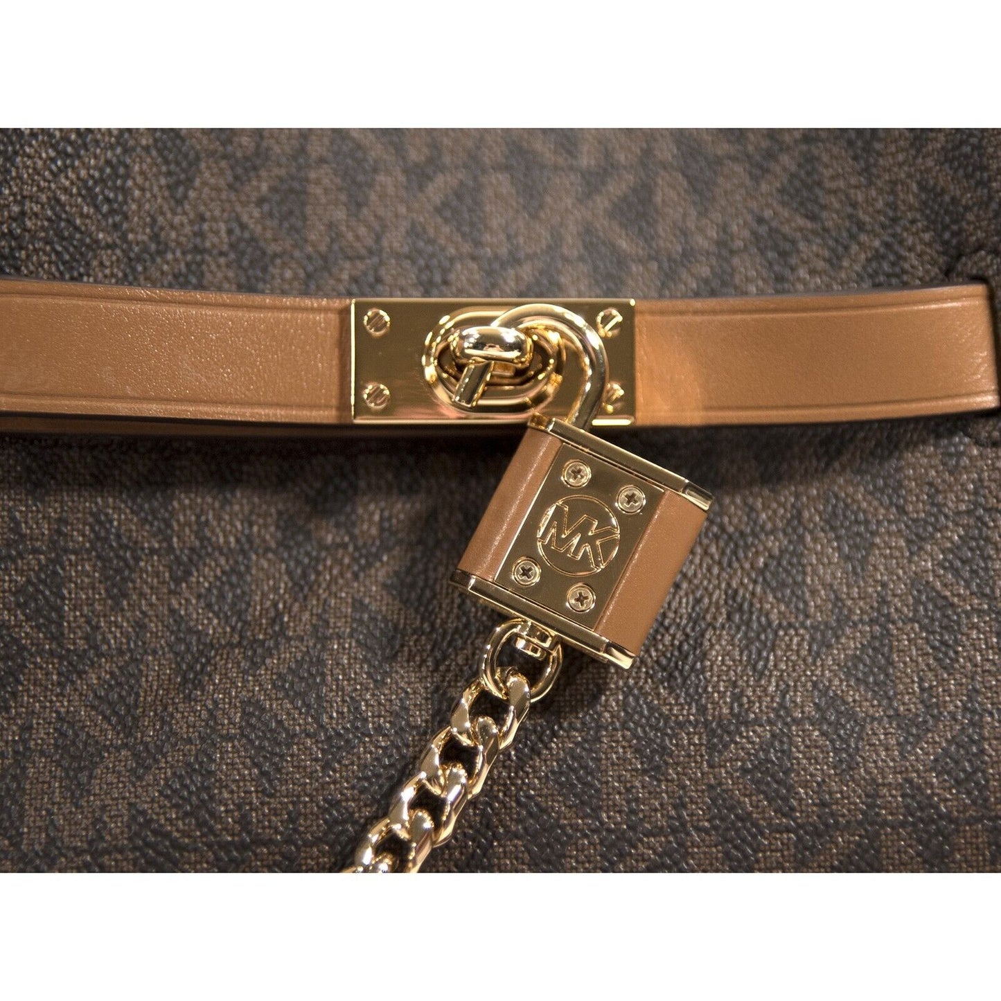 Michael Kors Brown Monogram Hamilton Legacy Leather Satchel Bag NWT