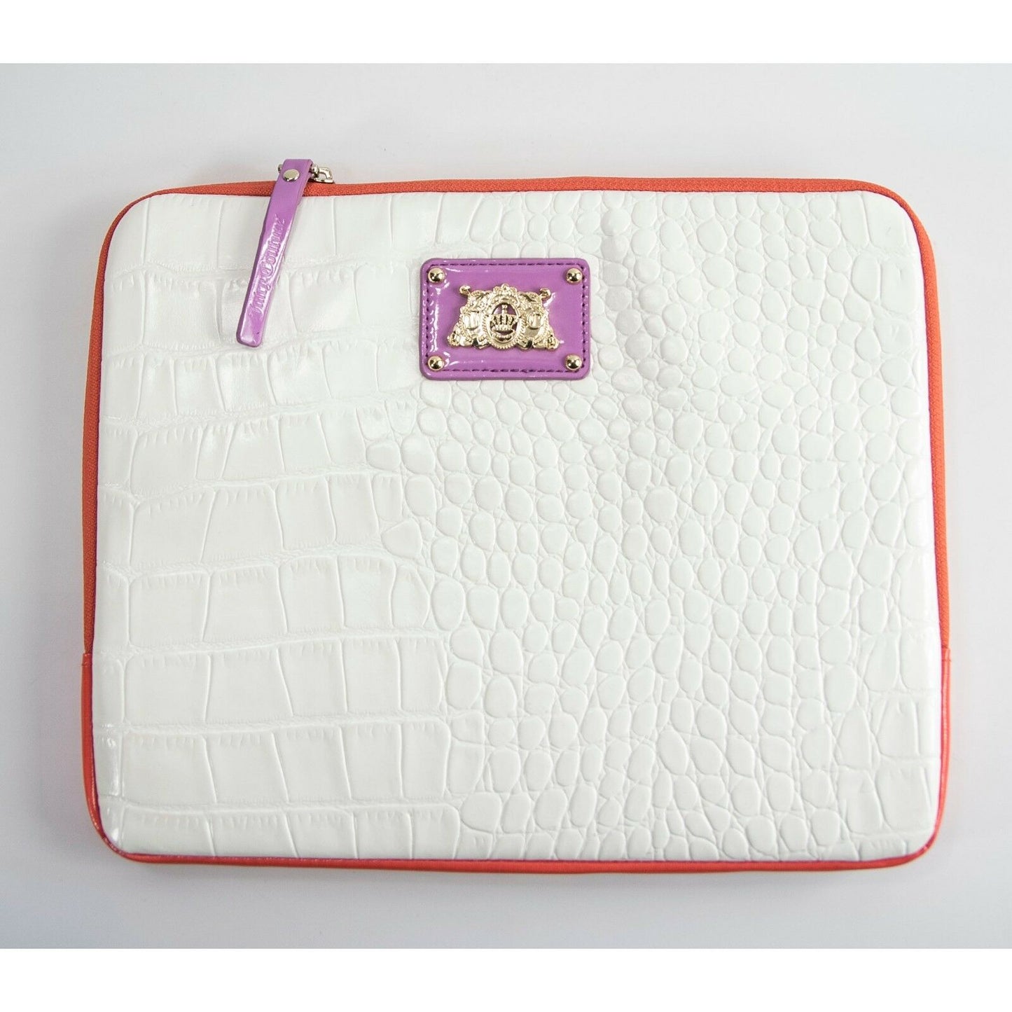 Juicy Couture White Croc Faux Leather Zip Around Tablet iPad Case Sleeve