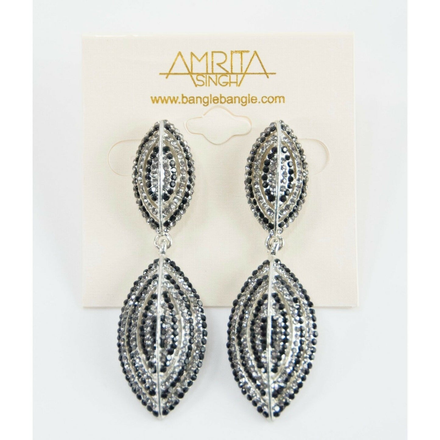 Amrita Singh Silver Gunmetal Crystal Annalisa Earrings ERC 3030 NWT