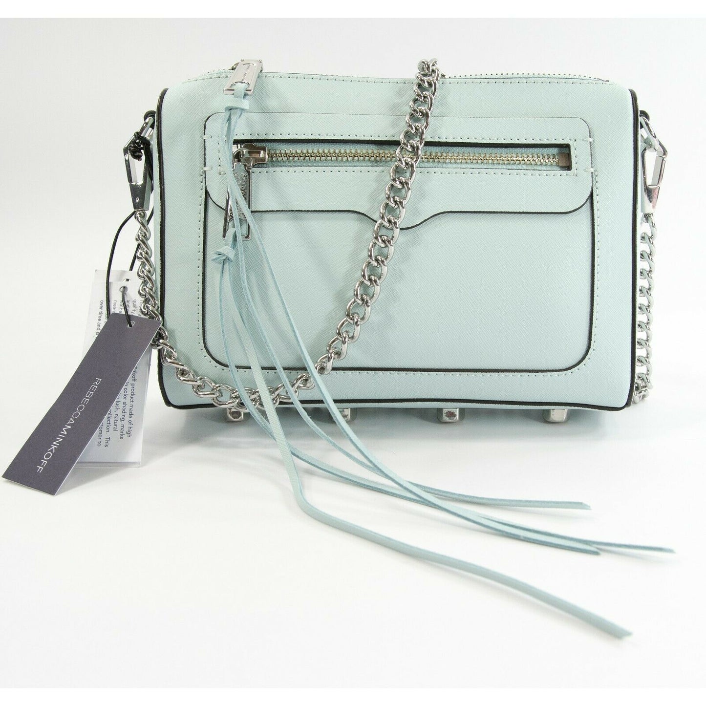 Rebecca Minkoff Avery Blue Saffiano Leather Crossbody Convertible Clutch Bag