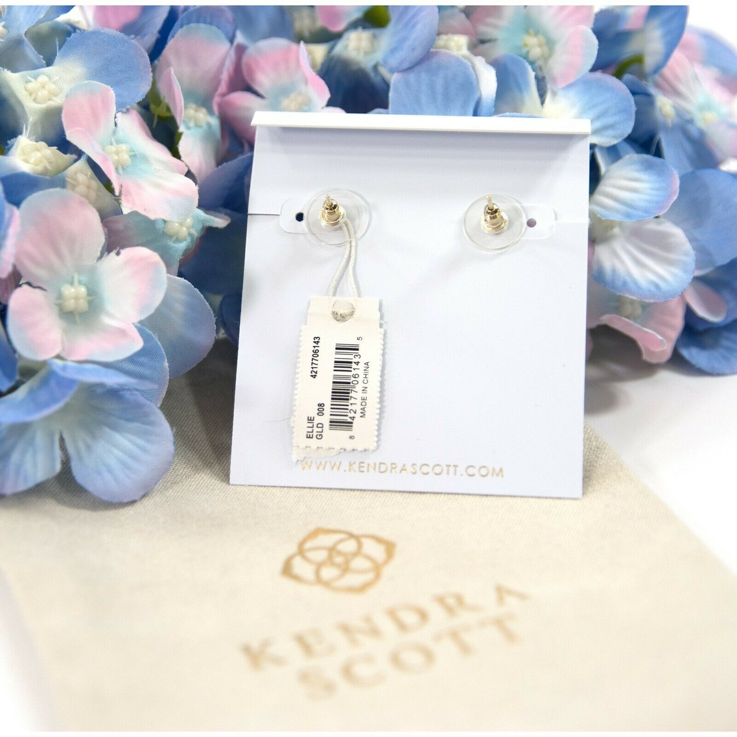 Kendra Scott Ellie Blue Kyocera Opal Statement Stud Earrings NWT