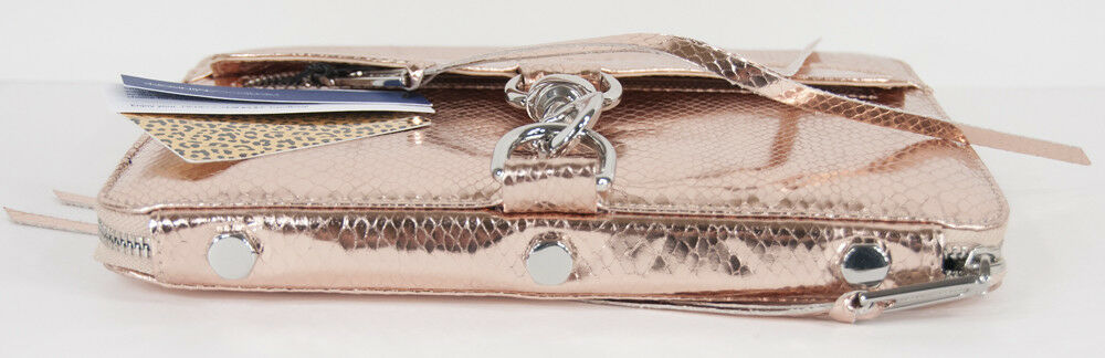 Rebecca Minkoff MAC Rose Gold Shine Snake Embossed Leather iPad Case Folio NWT