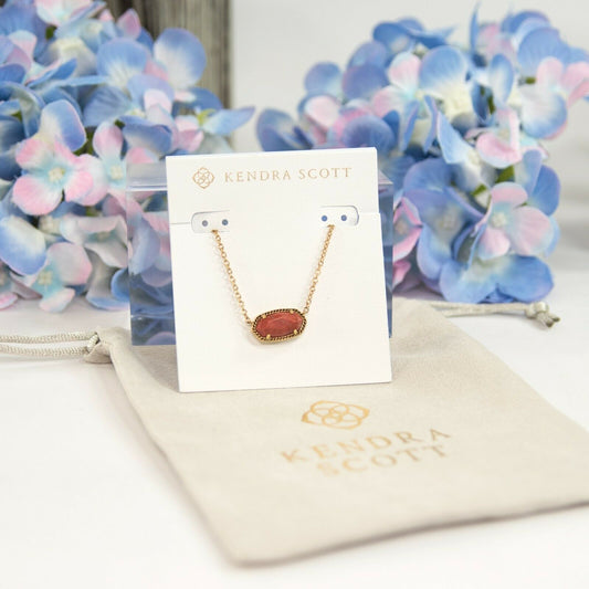 Kendra Scott Elisa Gold Red Magnesite Pendant Station Necklace NWT