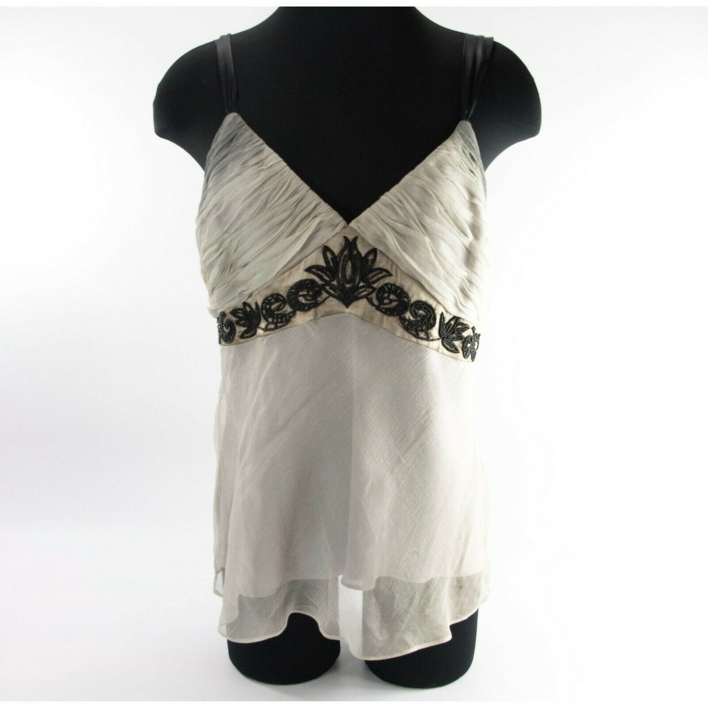 Sand Copenhagen Grey Ombre Silk Chiffon Beaded Couture Blouse Top 44 NWT $495