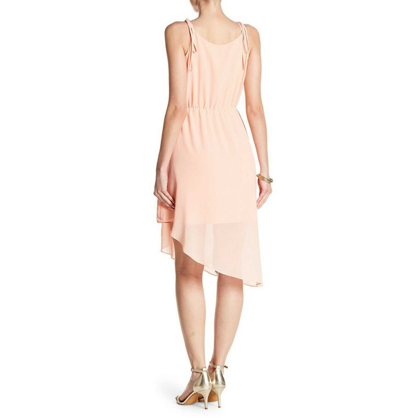 Haute Hippie Magnolia Pink Chiffon Slip Asymmetric Hem Slip Dress $395 LG NWT