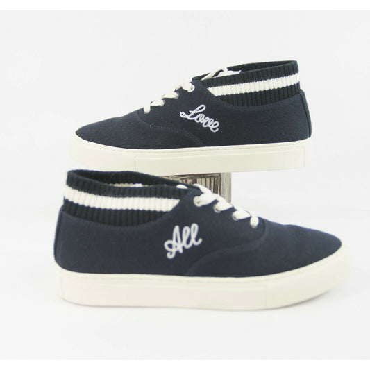 Tory Burch Bright Navy Snow White Love All Hi-Top Trainer Sneaker 8 NIB