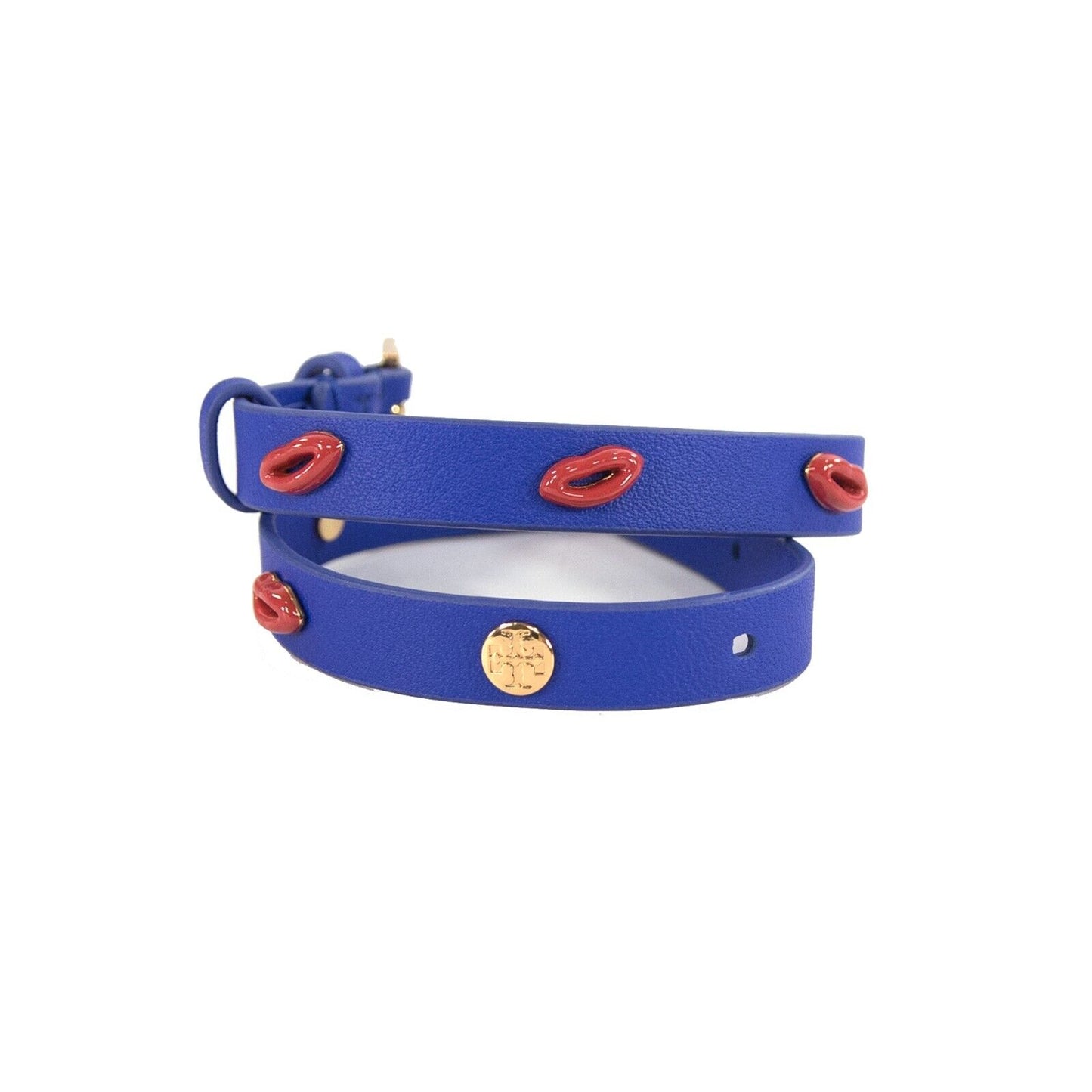 Tory Burch Jewel Blue Lips Leather Wrap Bracelet NWT