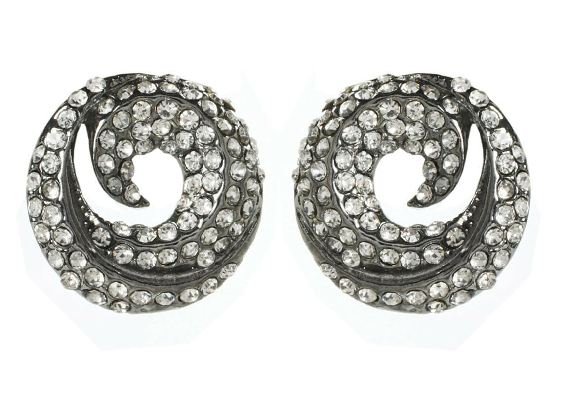 Amrita Singh Gunmetal Crystal Sorrento Swirl Stud Earrings ERC 7016 NWT