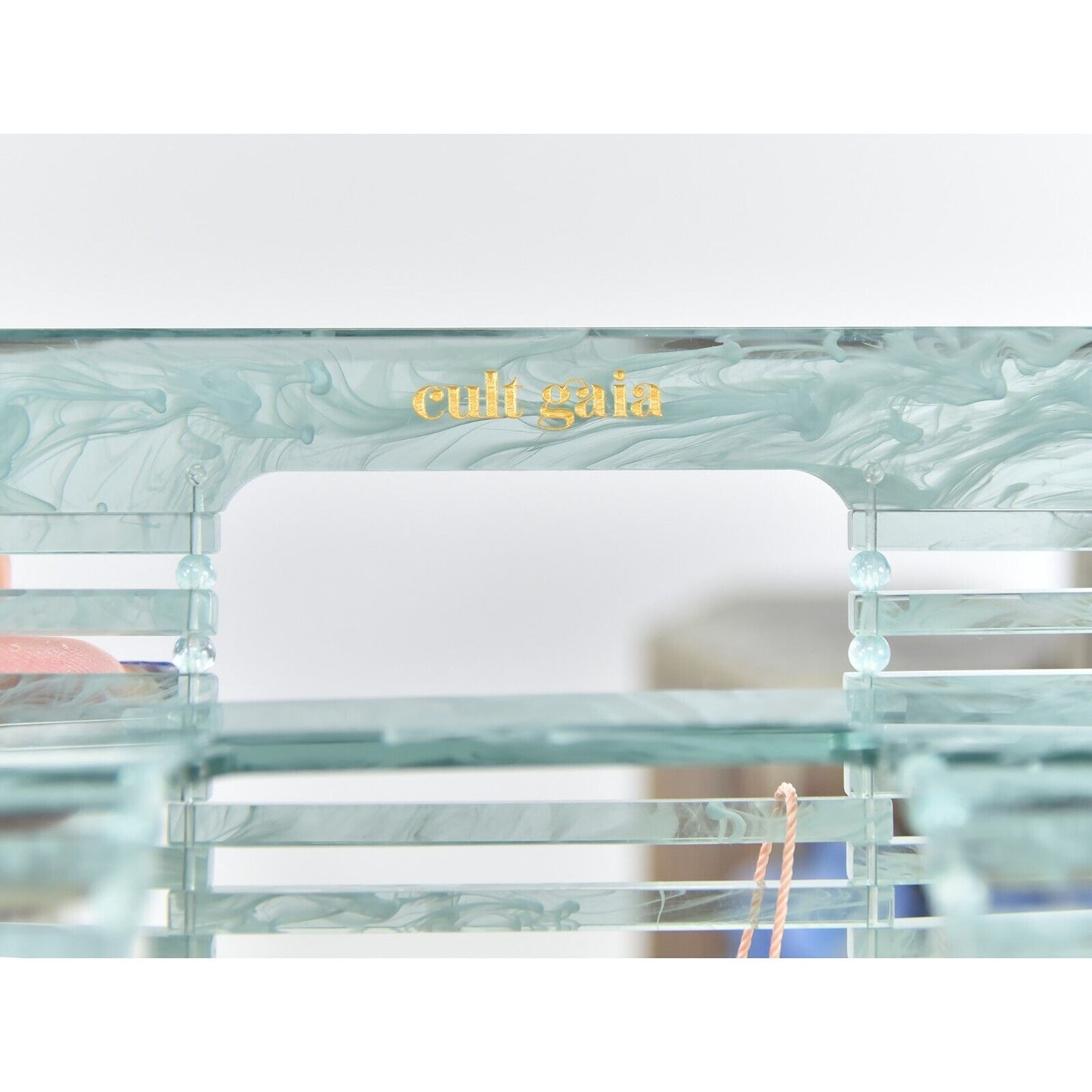 Cult Gaia Seaspray Blue Marble Acrylic Mini Ark Top Handle Bag NWT