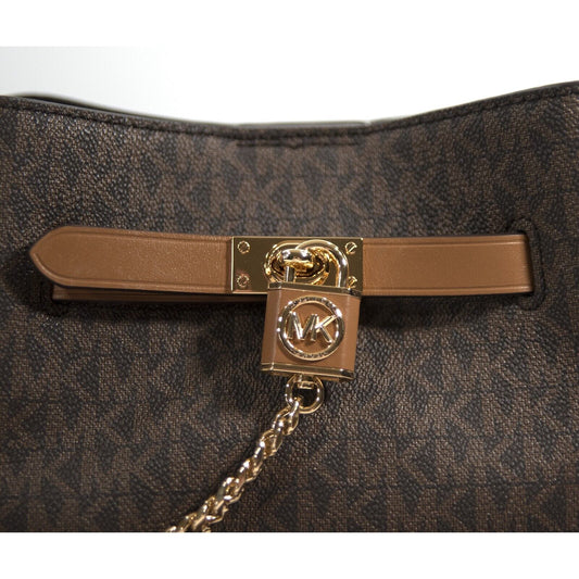 Michael Kors Brown Monogram Hamilton Legacy Leather Satchel Bag NWT