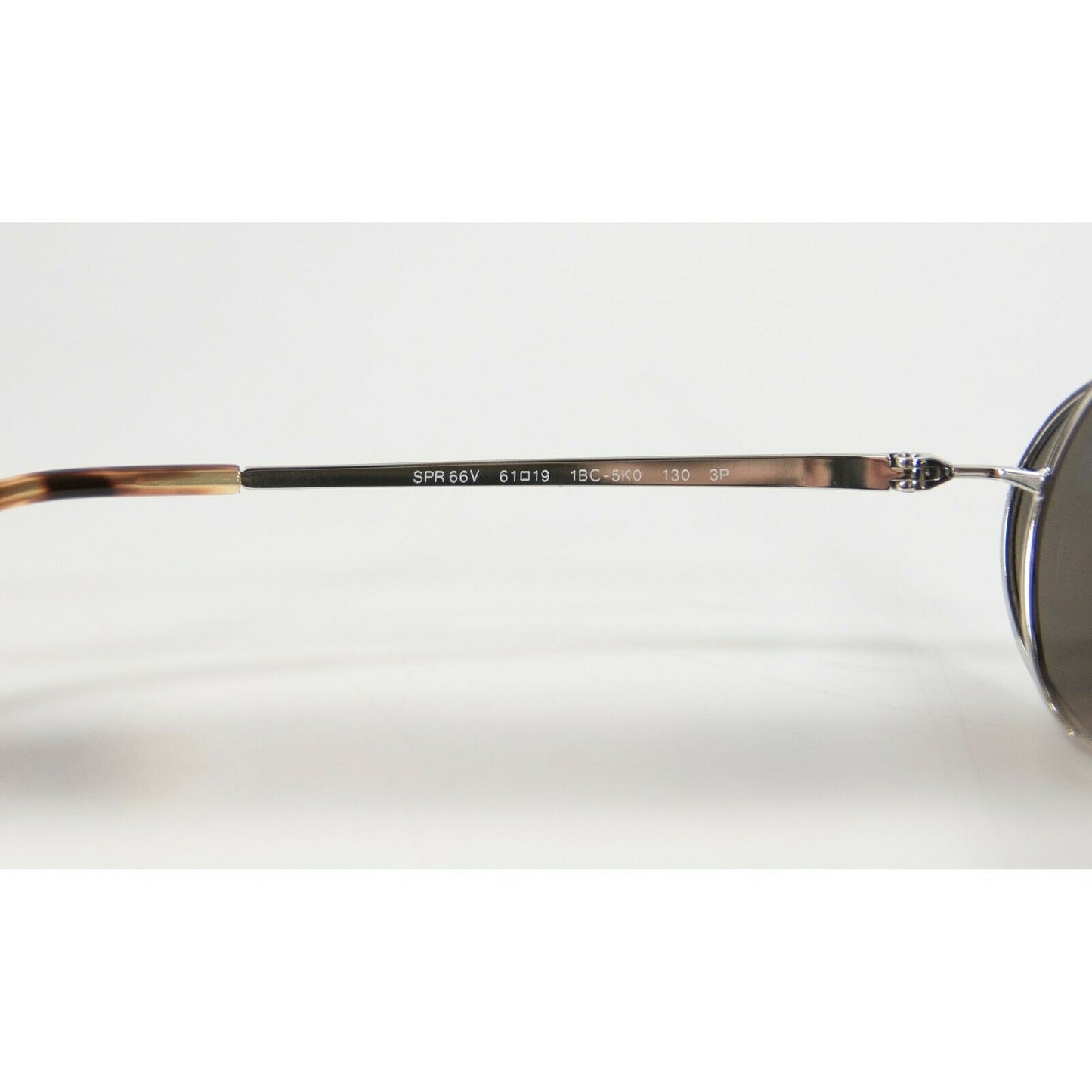 Prada SPR 66V Silver Thin Frame Polarized Metal Aviator Logo Sunglasses NWT Case