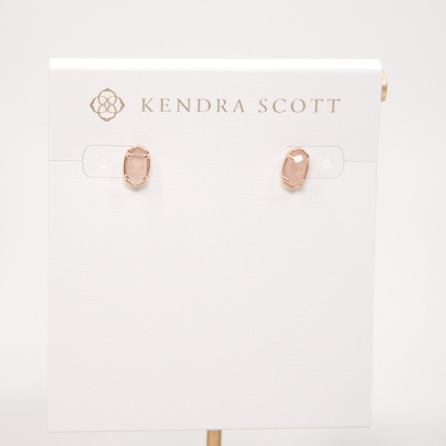 Kendra Scott Emilie Rose Quartz Rose Gold Micro Mini Stud Earrings NWT