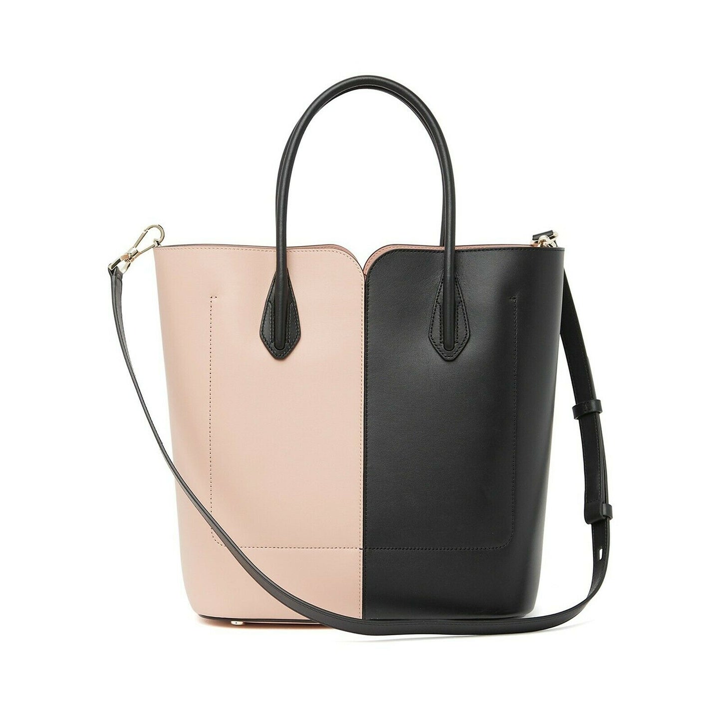 Kate Spade Black Pink Colorblock Stripe Leather Large Nicola Tote Bag NWT