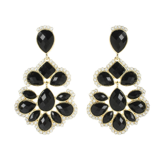 Amrita Singh Nello Star Crystal Black Resin Large Earrings ERC 5087 NWT