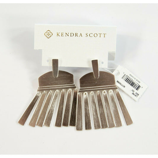 Kendra Scott Layne Rhodium Silver Fringe Large Drop Earrings NWT