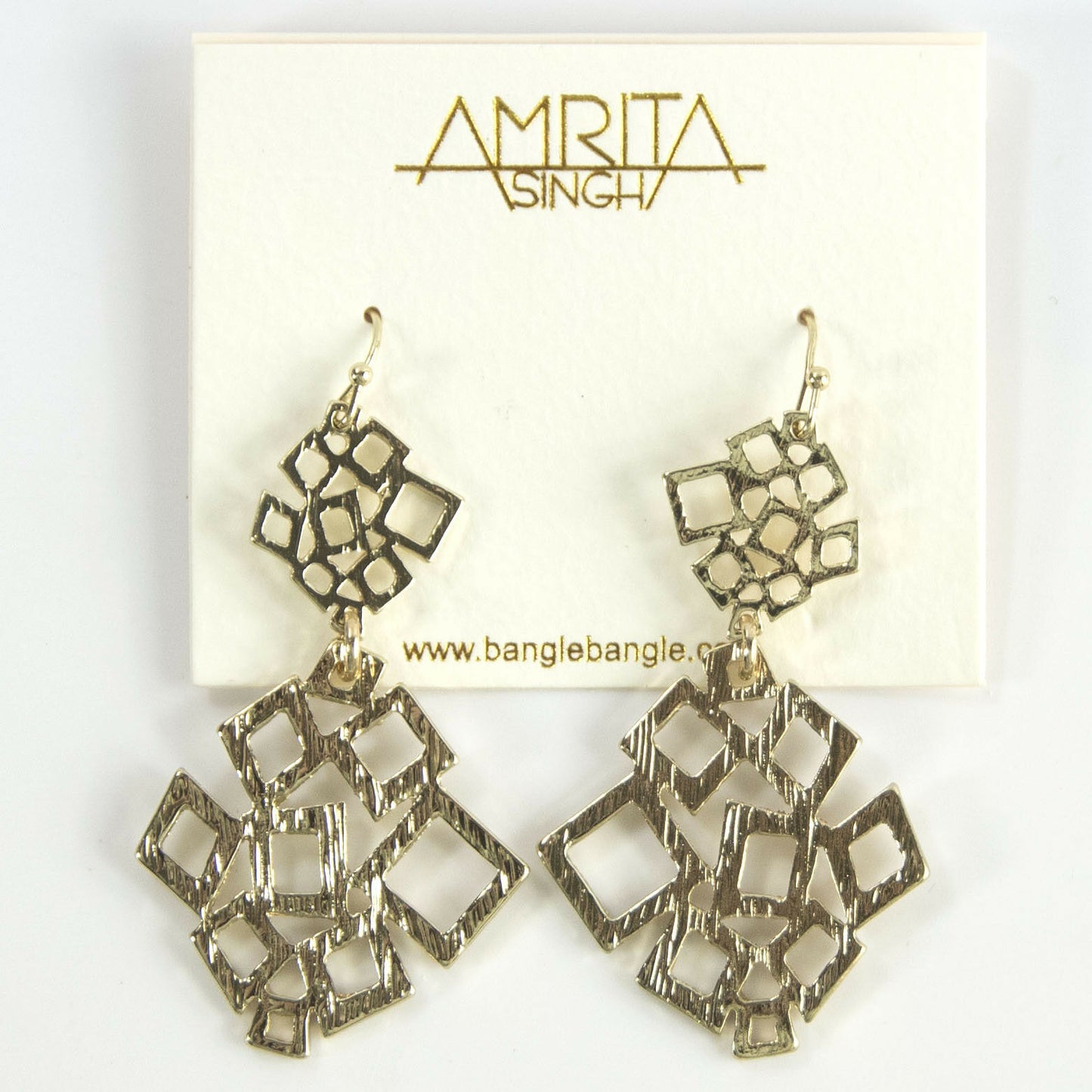 Amrita Singh Gold Gramercy Geometric Drop Dangle Earrings ERC 256 NWT